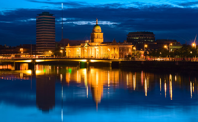 view across river to Custom House, Dublin